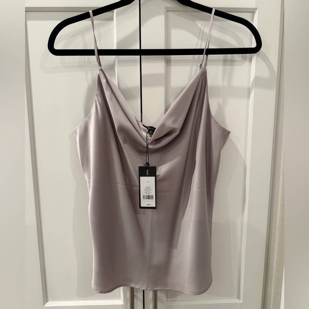 Dynamite Satin Gray Cowl Neck Cami